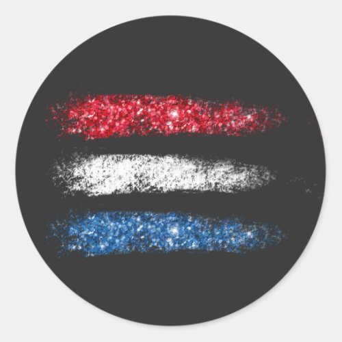  Modern Simple Abstract American Flag on Black Classic Round Sticker