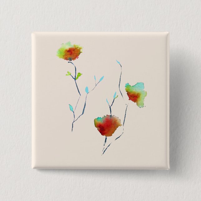 Modern simple abstract flower art design button (Front)