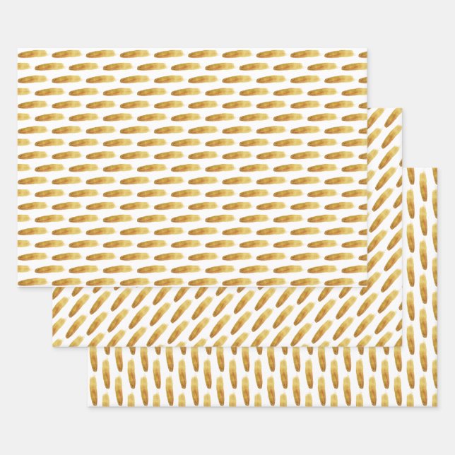 Modern simple abstract gold brush strokes wrapping paper sheets (Set)