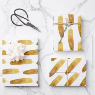 Modern simple abstract gold brush strokes wrapping paper sheets