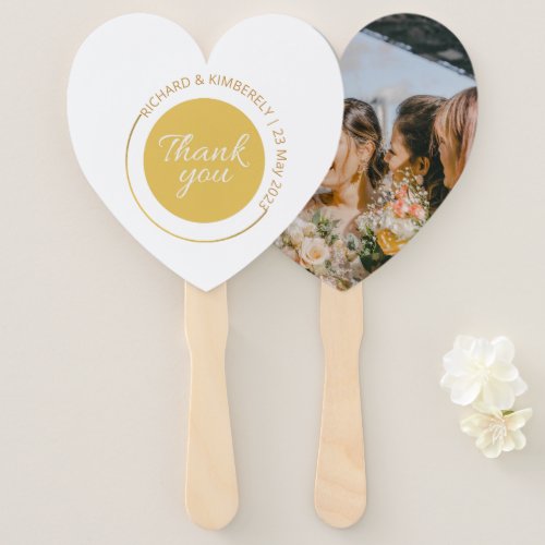 Modern Simple Add Couple Name Date Photo Thanks  Hand Fan