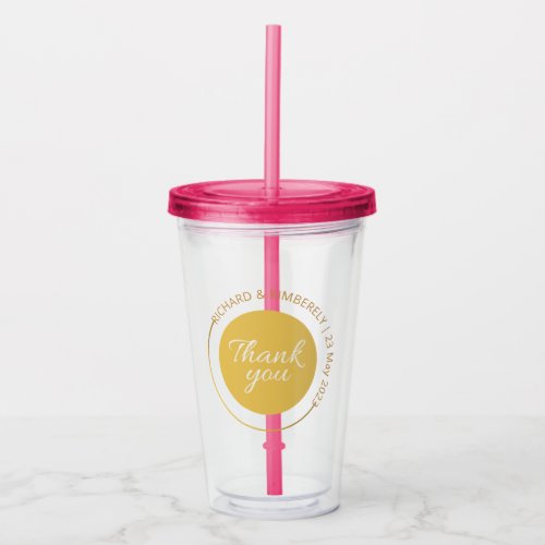  Modern Simple Add Couple Name Date Thank You Acry Acrylic Tumbler