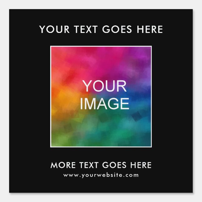 Modern Simple Add Photo Logo QR Code Black Yard Sign (Front)