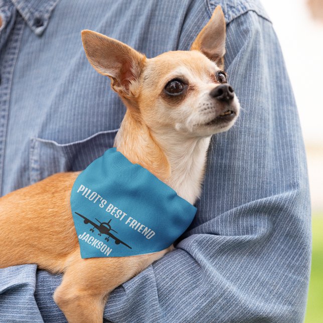 Modern Simple Airplane, Blue Custom Dog Pet Bandana (Creator Uploaded)