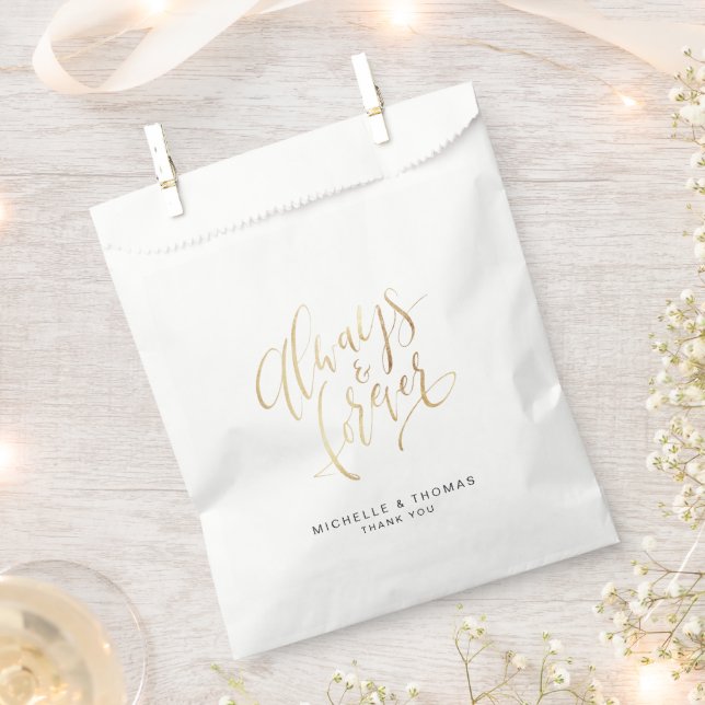 Modern Simple Always And Forever Script Wedding Favor Bag (Clipped)