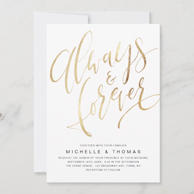 Modern Simple Always And Forever Script Wedding Invitation (Front)