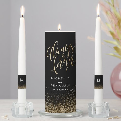 Modern Simple Always And Forever Script Wedding Un Unity Candle Set