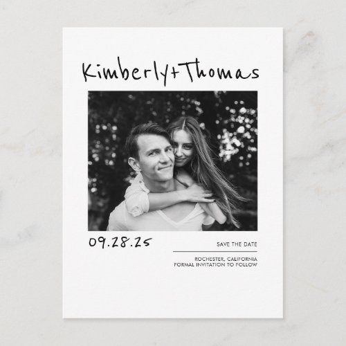 Modern Simple and Minimal Save the Date Photo Announcement Postcard