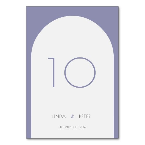 Modern Simple Arch Purple Wedding Table Number