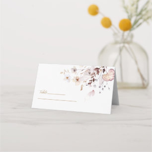 Modern Simple Autumn Dried Floral & Leaves Wedding Place Card