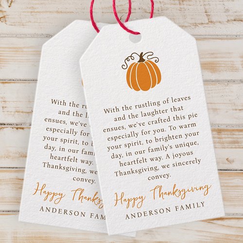 Modern Simple Autumn Pumpkin Thanksgiving Gift Tags