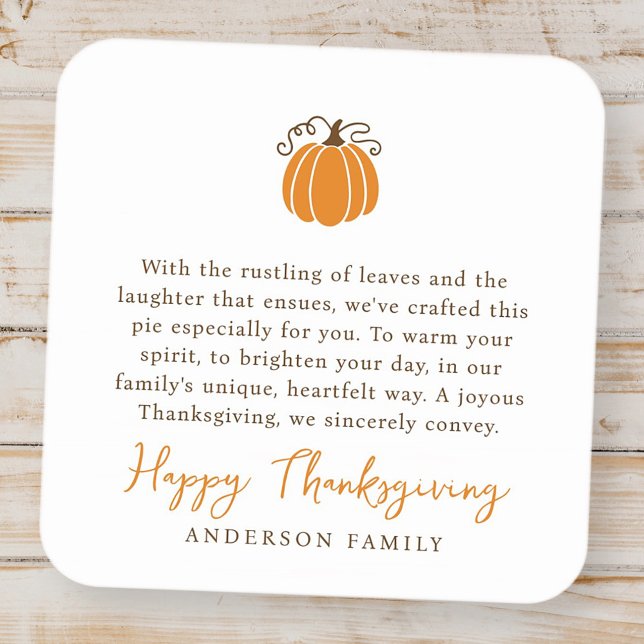 Modern Simple Autumn Pumpkin Thanksgiving Square Sticker (Creator Uploaded)