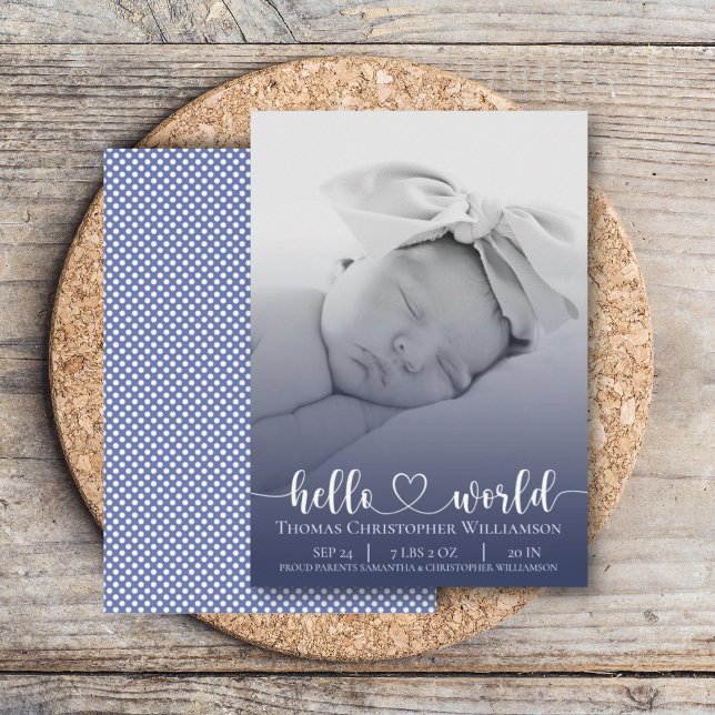 Modern Simple Baby Boy announcement Photo Script  (Creator Uploaded)