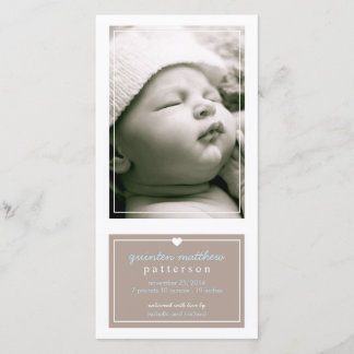 Modern Simple Baby Boy Birth Announcement Tan