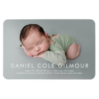 Modern Simple Baby Boy Name Photo Birth Magnet