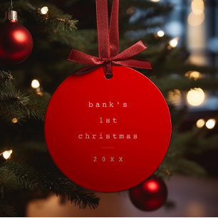 Modern Simple Baby First Christmas Baby Photo Ceramic Ornament