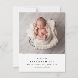 Modern Simple Baby Photo Birth Announcement