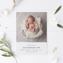 Modern Simple Baby Photo Birth Announcement