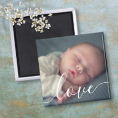 Modern Simple Baby Photo Script Magnet at Zazzle