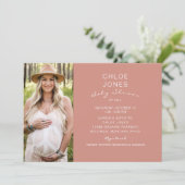 Modern Simple Baby Shower by Mail Photo Salmon Invitation (Standing Front)