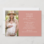 Modern Simple Baby Shower by Mail Photo Salmon Invitation (Front)