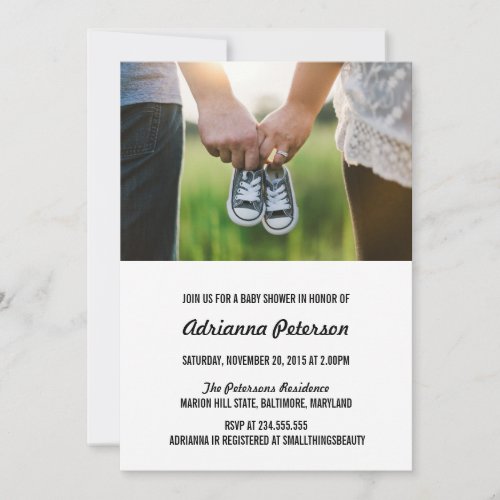 Modern Simple Baby Shower Couple Photo Invitation