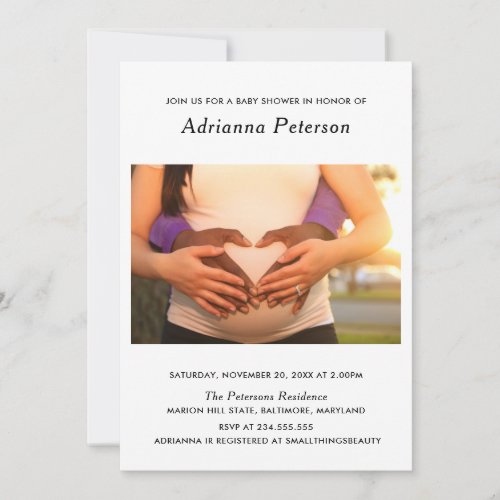 Modern Simple Baby Shower Couple Photo Invitation