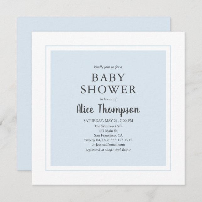 Modern Simple Baby Shower Invitation (Front/Back)