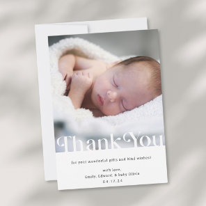Modern Simple Baby Shower Photo Thank You Card