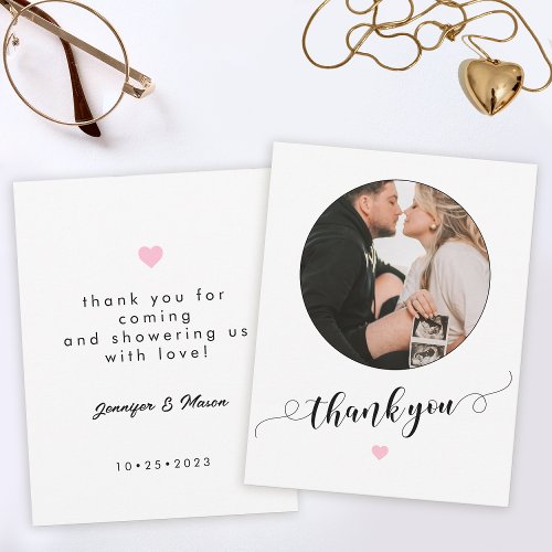 Modern simple baby shower photo thank you cards