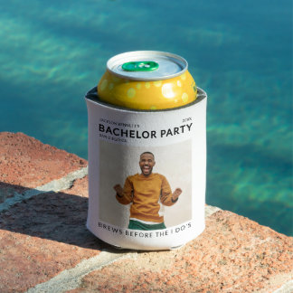 Modern Simple Bachelor Party Photo Can Cooler
