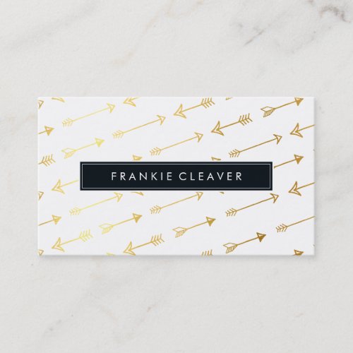 MODERN SIMPLE BADGE trendy arrow pattern gold foil Business Card