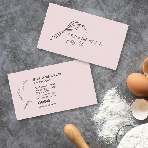 Modern Simple Bakery Chef Catering Caterer Cupcake Business Card