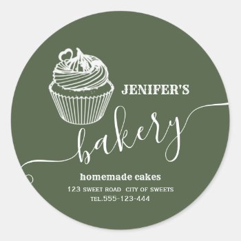 Modern Simple  Bakery Homemade Cupcakes And Sweets Classic Round Sticker by Makidzona at Zazzle