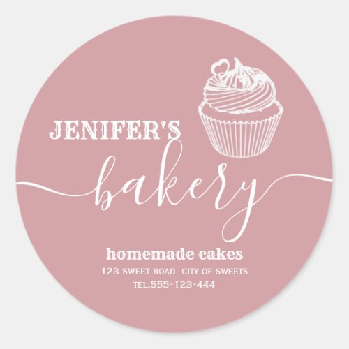 Modern simple  bakery Homemade cupcakes and sweets Classic Round Sticker