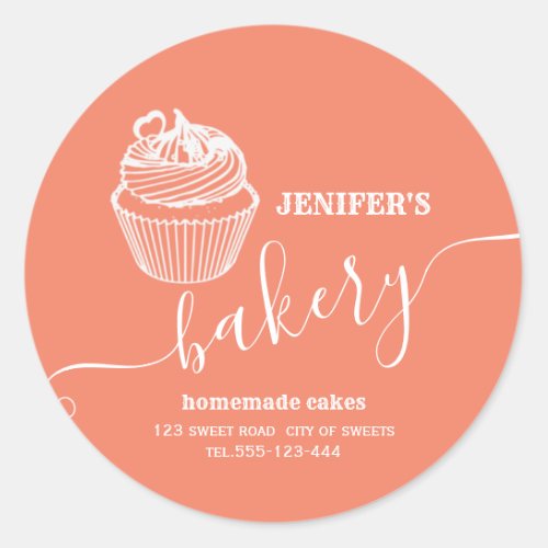 Modern simple  bakery Homemade cupcakes and sweets Classic Round Sticker