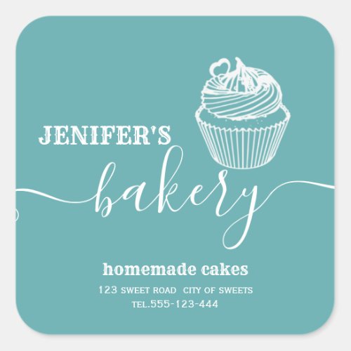 Modern simple  bakery Homemade cupcakes and sweets Square Sticker