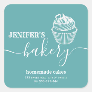 Modern simple  bakery Homemade cupcakes and sweets Square Sticker