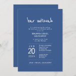 Modern   Simple Bar Mitzvah Invitation<br><div class="desc">Composed of playful script and san serif typography; All against a backdrop of blue background. 

This is designed by Select Party Supplies,  exclusive for Zazzle.

Available here:
http://www.zazzle.com/selectpartysupplies</div>