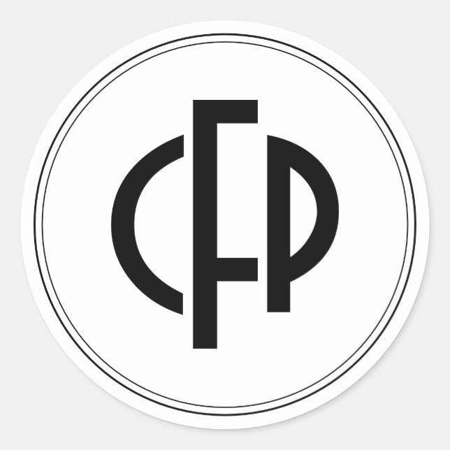 Modern Simple Basic Chic Black Monogram Initials Classic Round Sticker (Front)