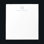 Modern Simple Basic Dusty Blue Monogram Initial Notepad<br><div class="desc">The design features a personalized monogram initial and name in a simple and modern typographic font.</div>