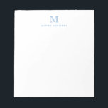 Modern Simple Basic Dusty Blue Monogram Initial Notepad<br><div class="desc">The design features a personalized monogram initial and name in a simple and modern typographic font.</div>