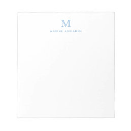 Modern Simple Basic Dusty Blue Monogram Initial Notepad