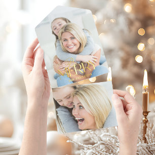 Modern Simple Be Merry Typography 1 Photo Foil All In One Invitation