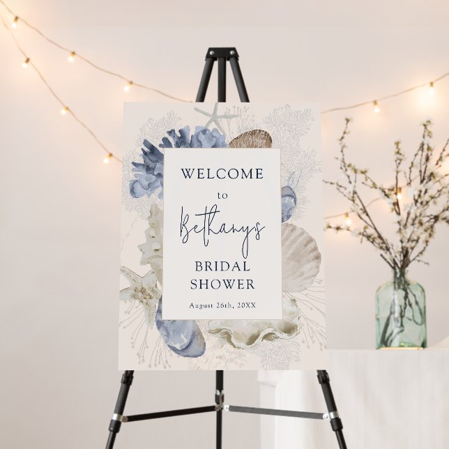 Modern Simple Beach Bridal Shower Welcome Foam Board (In Situ (Stand))