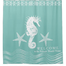 Seahorse Shower Curtains Zazzle, Seahorse Shower Curtain Setup