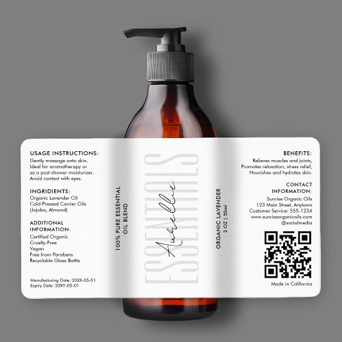 Modern Simple Beauty Cosmetic Serum White Product Label