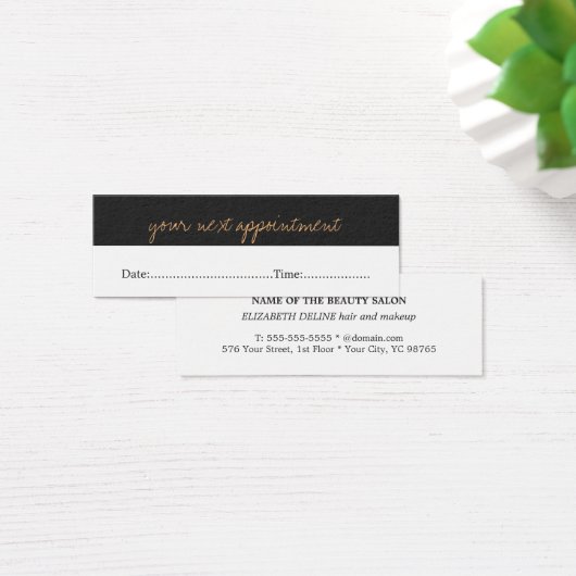 Modern Simple Beauty Salon Appointment Card (Desk)