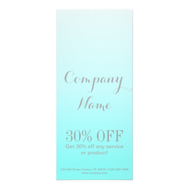 modern simple beauty salon Aqua blue Turquoise Rack Card (Front)