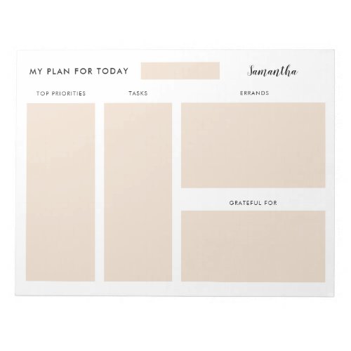 Modern Simple Beige Customized Name Daily Planner Notepad